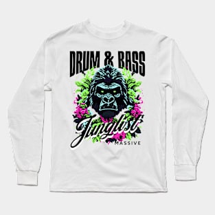 DRUM AND BASS  - Junglist Gorilla Massive (Black/Green/Pink) Long Sleeve T-Shirt